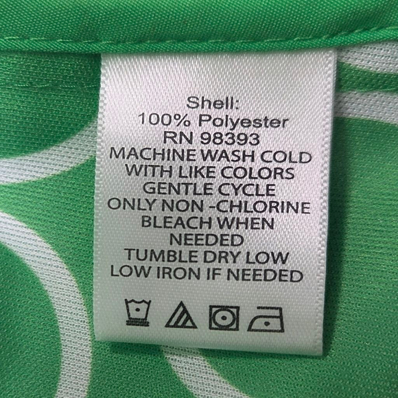 Women's Dennis Basso Green Trench Coat 2X with White Pattern Lining - Picture 9 of 11